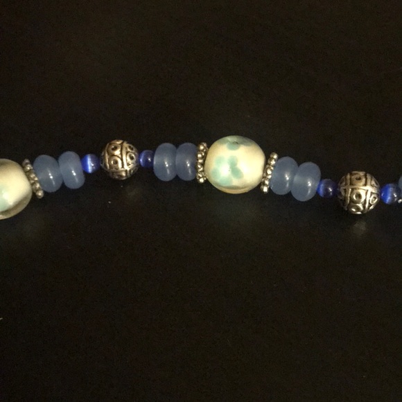 πblue quartz & lampwork bracelet - Picture 4 of 4